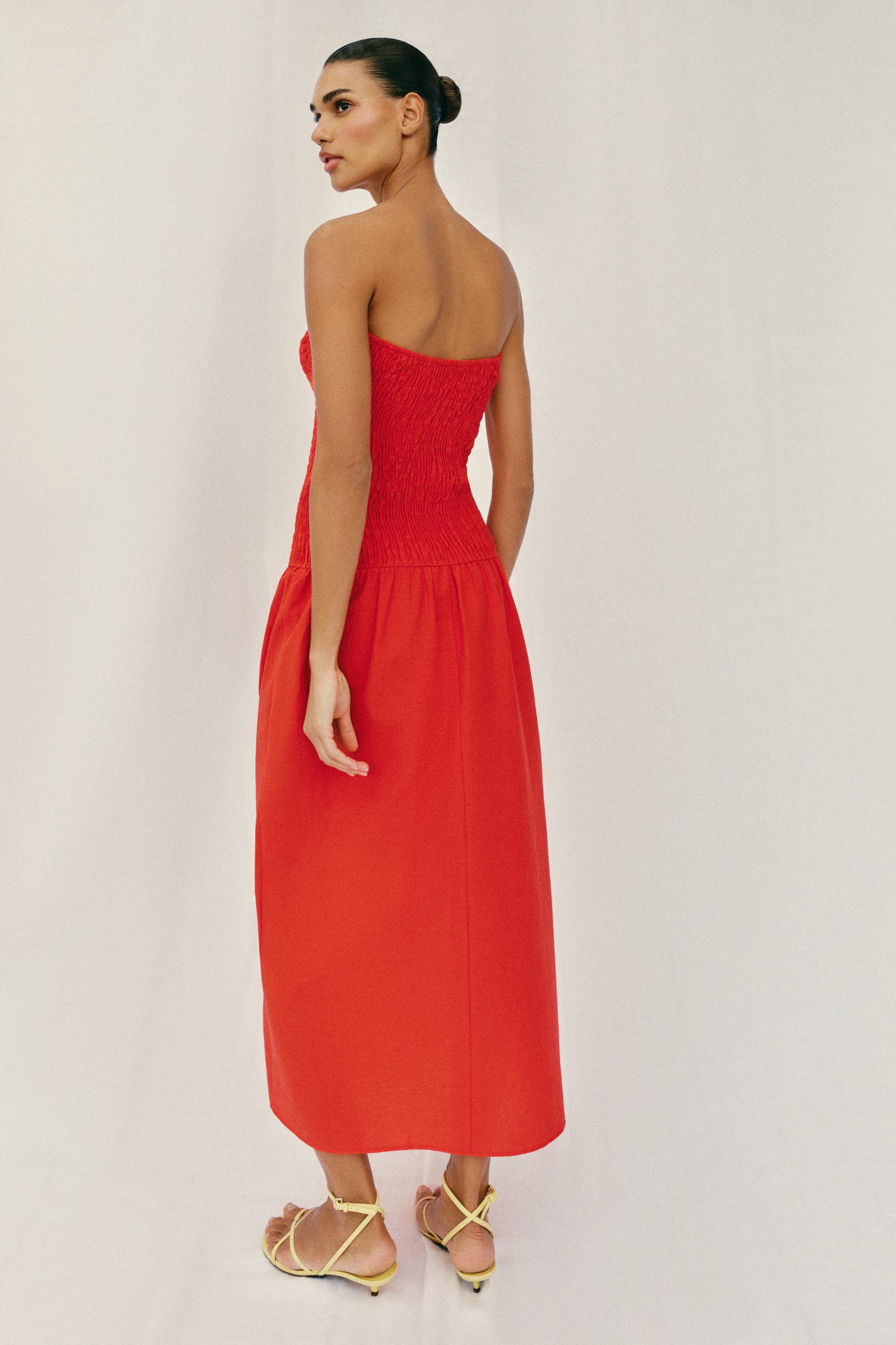 SMOCKED MIDI DRESS